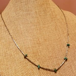 Vintage Liquid Sterling Silver Turquoise Necklace